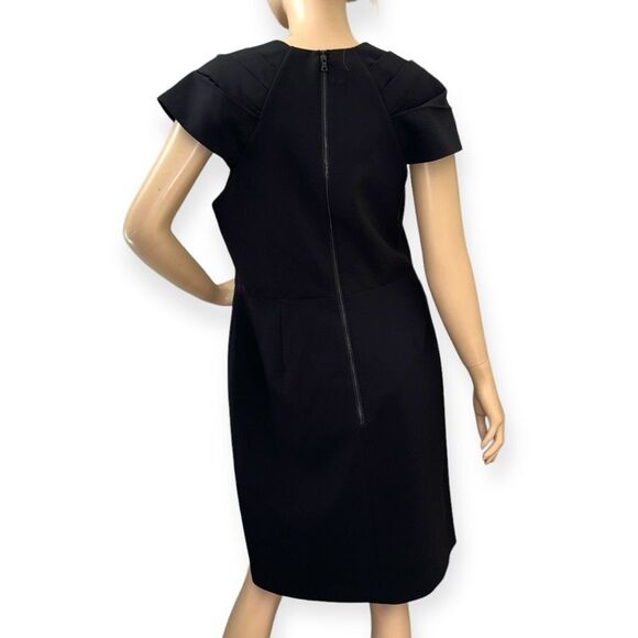 ALICE + OLIVIA Kiro Pleated Shoulder Sheath Dress in Black Size 14 - Picture 11 of 16